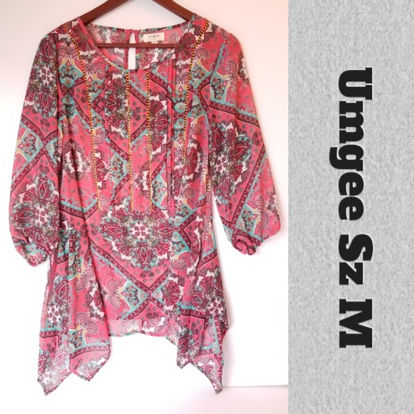 Umgee Apricot Floral Boho Blouse